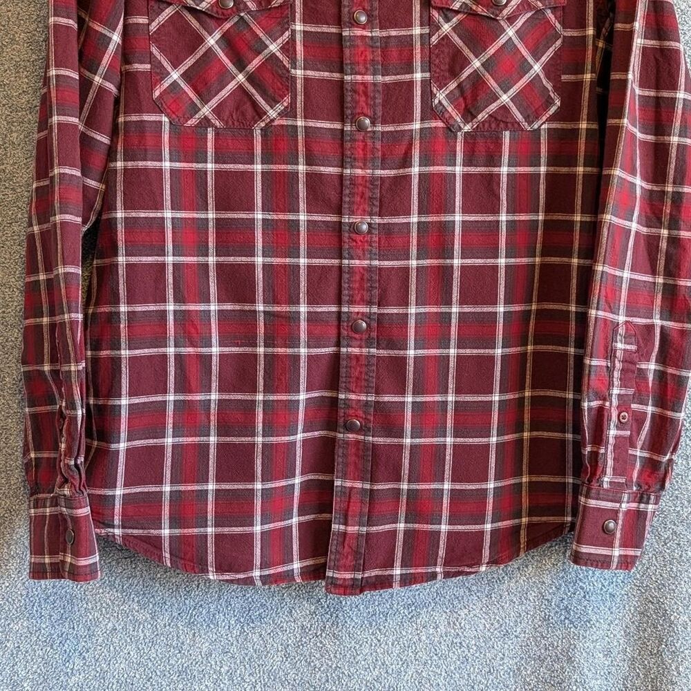 Red Plaid Cotton Flannel Men's Size Medium Long Sleeve Shirt American Rag - Picture 4 of 8
